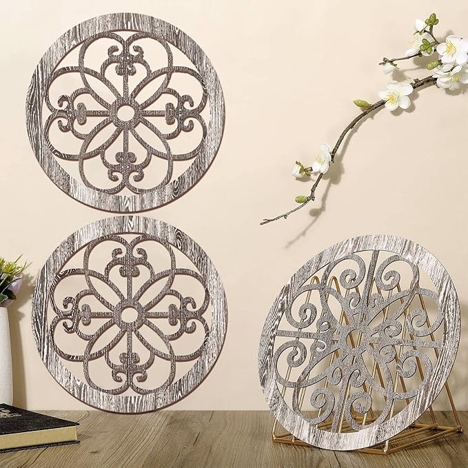 Blulu 3 Pieces Thicken Rustic Wall Decor Farmhouse Wall Art Decor Wood Hanging Decoration for Living Room Bedroom Home Indoor Outdoor Office(Popular Style)