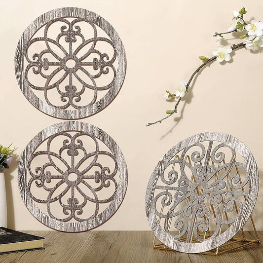 Blulu 3 Pieces Thicken Rustic Wall Decor Farmhouse Wall Art Decor Wood Hanging Decoration for Living Room Bedroom Home Indoor Outdoor Office(Popular Style)