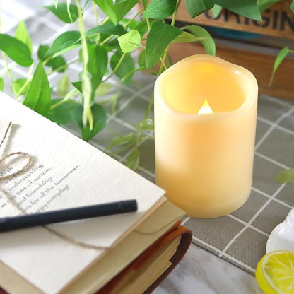 iZAN 2 Pack Outdoor Indoor Flameless Candles with Timer Waterproof Battery Operated Electric LED Pillar Candle Set for Home Garden Decoration Party Wedding Supplies 3 x 4 inch