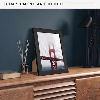 MCS Studio Gallery 8x10 Picture Frame Black Woodgrain Engineered Wood, Vertical & Horizontal Wall Hanging & Easel for Tapletop Display, Rectangle Photo Frame for Photos, Posters & Art Prints (1-Pack)