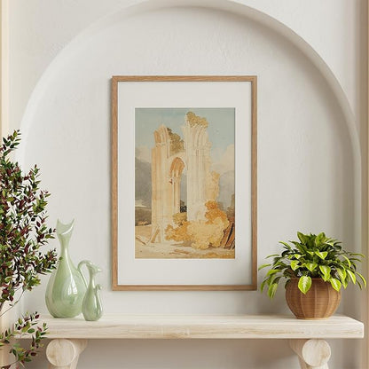 16x24 Wood Frame, Solid Oak 16x24 Poster Frames with Mat to 12x18(Openning Size is 11.7x17.7), Natural Oak 24x16 Frame, Set of 1