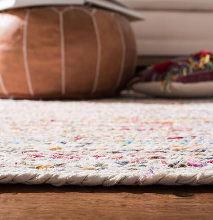SAFAVIEH Braided Collection Runner Rug - 2'3" x 19', Ivory & Multi, Handmade Woven Cotton, Boho Reversible Style, Ideal for Living Room, Bedroom, Hallway (BRD210B)