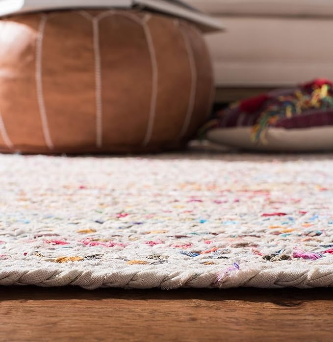 SAFAVIEH Braided Collection Runner Rug - 2'3" x 19', Ivory & Multi, Handmade Woven Cotton, Boho Reversible Style, Ideal for Living Room, Bedroom, Hallway (BRD210B)