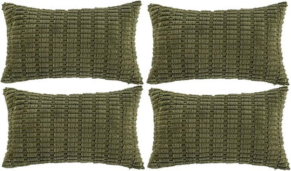Fancy Homi 4 Packs Decorative Throw Pillow Covers for Living Room Couch Bed, Modern Farmhouse Boho Home Décor Accent Cushion Case, 20" x 12", Moss Green
