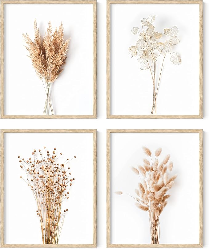 HAUS AND HUES Brown Plant Set of 4-16x20 Framed Beige