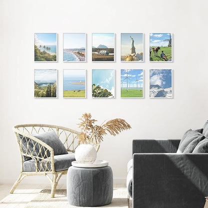11x14 Picture Frame Set of 10, White Frames 11x14 for Tabletop Display, Horizontal or Vertical Wall Mounting