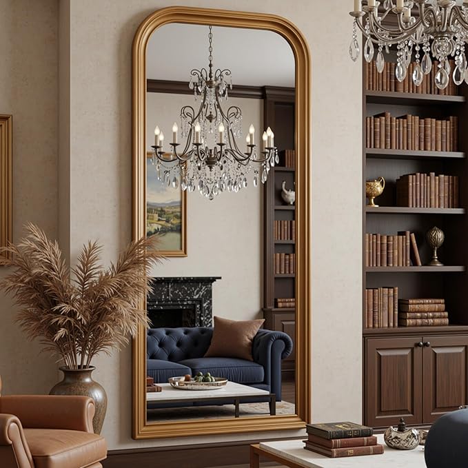 Antok 71"x32" Oversized Full Length Mirror, Extra Large Floor Mirror Freestanding or Wall-Mounted Mirror for Bedroom, Living Room, Cloakroom, Gold