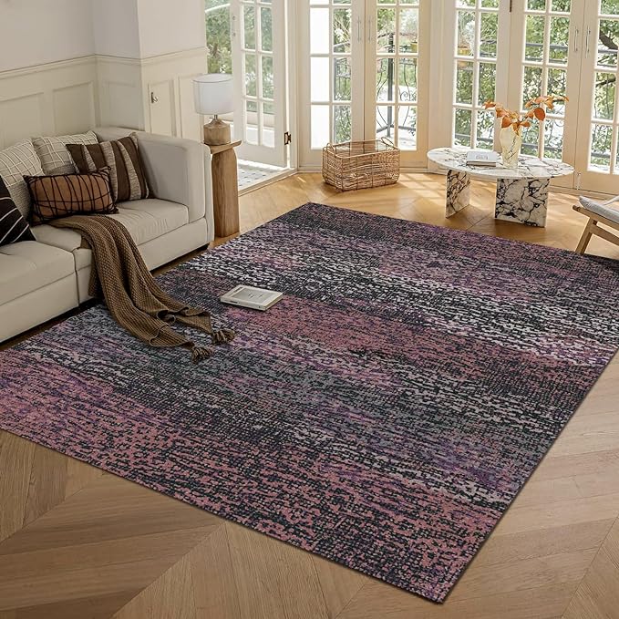 RUGSURE Washable Area Rug - 1/6 Thick - Stain & Water Resistant Non-Slip - Resistant Rug for Living Room, Bedroom, Nursery, Pet & Child Friendly, Vintage Charm Area Rugs (Burgundy, 4' x 6')
