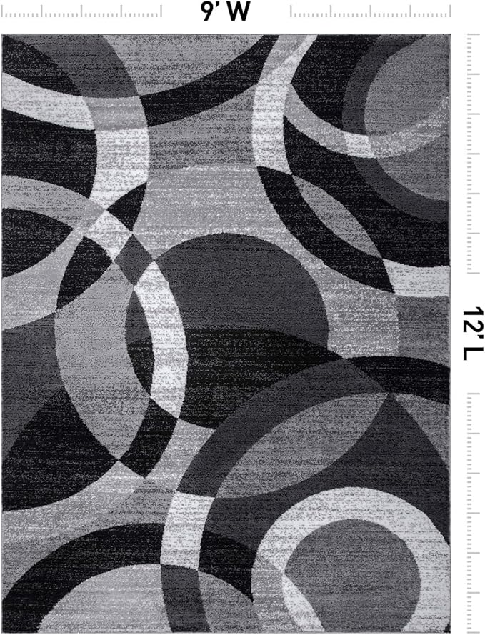 Rugshop Contemporary Abstract Circles Perfect for high Traffic Areas of Your Living Room,Bedroom,Home Office,Kitchen Area Rug 9' x 12' Gray