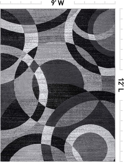 Rugshop Contemporary Abstract Circles Perfect for high Traffic Areas of Your Living Room,Bedroom,Home Office,Kitchen Area Rug 9' x 12' Gray