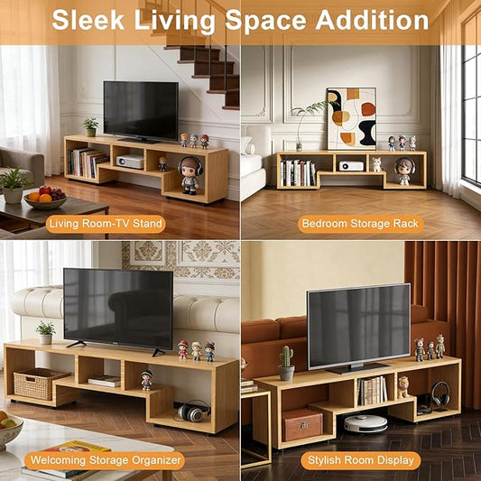 Lightdot TV Stand for TVs up to 55'', Modern Entertainment Center with Open Storage Large Capacity for Collection, Media TV Table Console for Living Room/Bedroom/Sofa Cabinet, Easy Assembly - Walnut