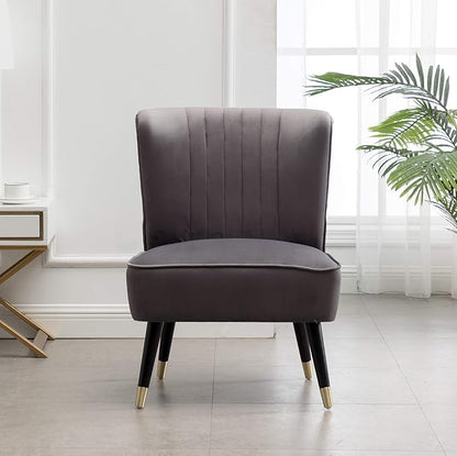 Elon Contemporary Velvet Upholstered Accent Chair, Gray