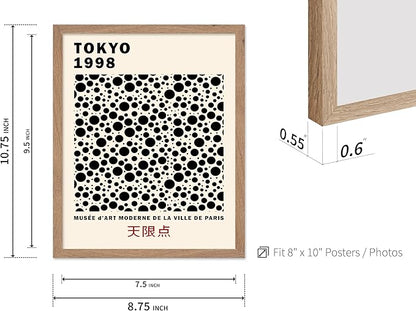 Poster Master Vintage Poster - Retro Pop Art Print - Gift for Artist, Friend - Black Dots, Tokyo, Ville de Paris, Modern, Abstract - Wall Decor for Home, Office, 8x10 Beige Framed