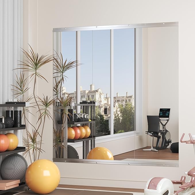 Hasipu Home Gym Mirror 51" L x 17" W - 3PCS Large Full Body Mirror for Yoga, Fitness, Garage, Dance Studio, Wall-Mounted, 0.16in Tempered Glass Frameless