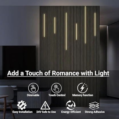 HAMRVL Black CCT LED Recessed Lighting Kit, 6 PCS Tunable 2700k-6500k Wall Panel Lights with Smart Switch, Self-Adhesive, Dimmable, for Wood Slat Wall Panels, Headboards, Stairs, Living Room, Bedroom