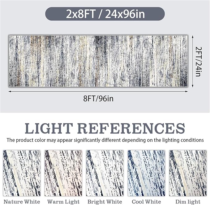 Modern Abstract Runner Rug 2x8 Washable Runner Rugs with Non Slip Backing, Low Pile Soft Runner for Hallway Entryway Laundry Bedroom Kitchen