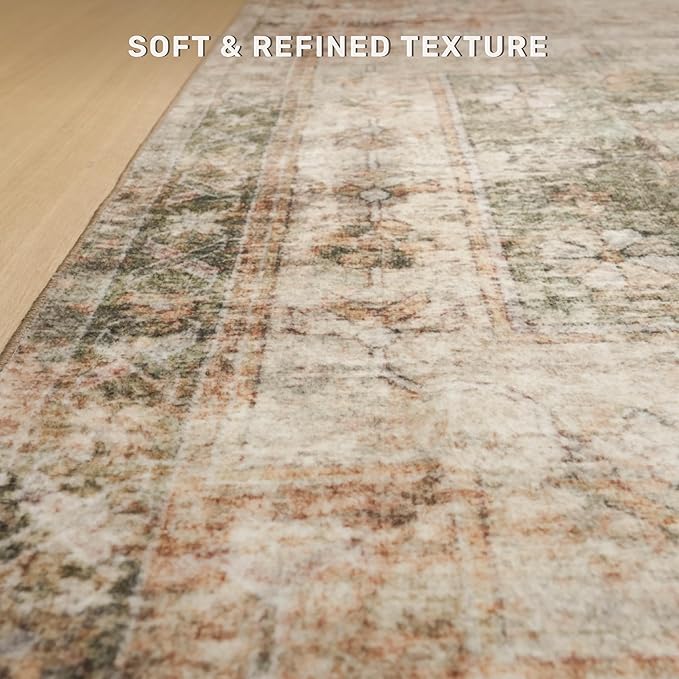 Brown and Green Rug for Living Room, Washable 5x7 Modern Abstract Area Rug for Bedroom, Foyer, Indoor Entryway, Home Office, Low Pile & Stain Resistant