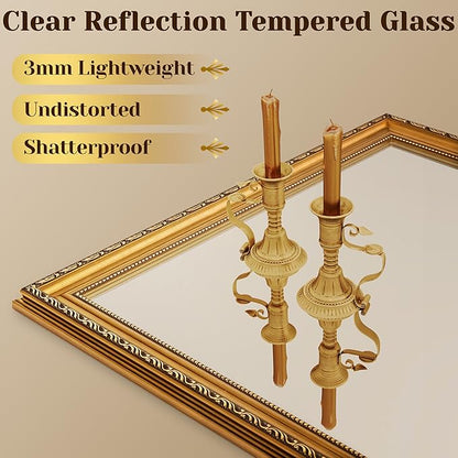 ROLOVE 34x24 Antique Gold Mirror for Wall, Ornate Vintage Wall Decor, Gold Framed Baroque Mirror for Fireplace Mantel, Living Room & Bathroom Vanity, Farmhouse Decor, Horizontal or Vertical