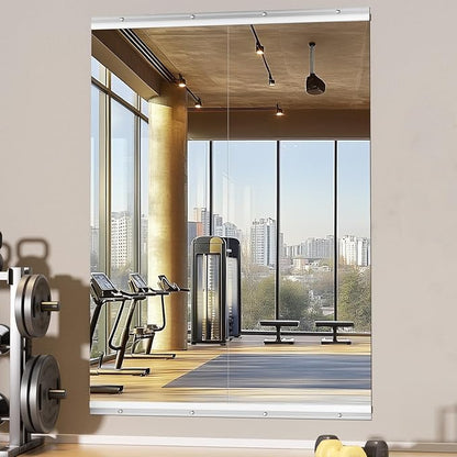 Hasipu Home Gym Mirror 55" L x 21" W - 2PCS Large Full Body Mirror for Yoga, Fitness, Garage, Dance Studio, Wall-Mounted, 0.16in Tempered Glass Frameless