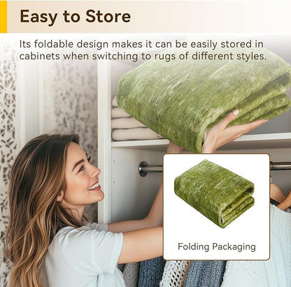 RELEANY Washable Area Rugs 8'x10' Non-Slip Modern Abstract Soft for Living Room Entryway Bedroom Nursery, Print Pattern, Grass Green