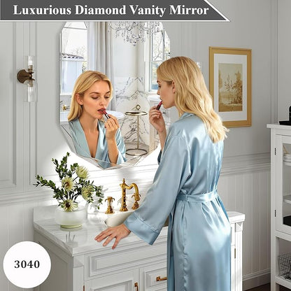 40x30 Inch Beveled Oval Bathroom Mirror, Frameless Copper-Free Silver Mirror, Modern Vanity Mirror, Decorative Wall Mirrors Over Sink for Restroom, Bedroom, Living Room, Bathroom, Entryway
