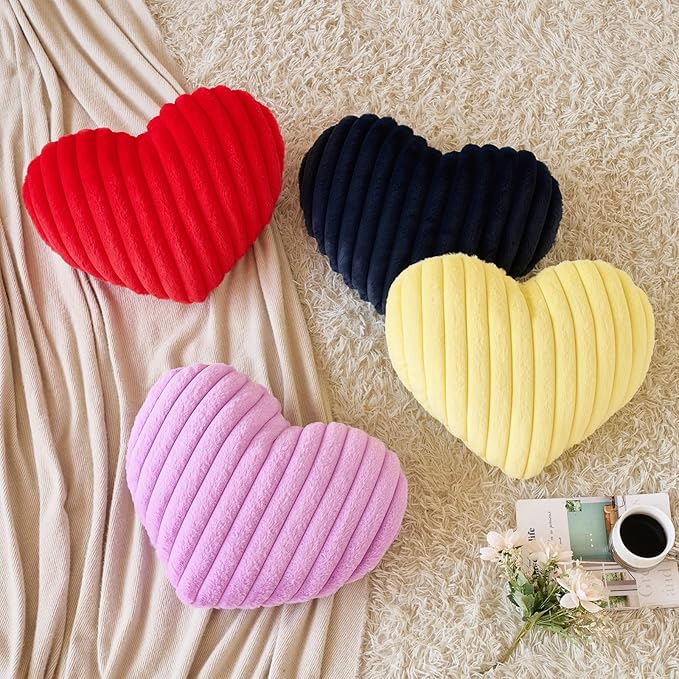 Heart Pillow, Heart Shaped Pillow with Soft Plush for Couch Bed, Decorative Throw Pillows for Bedroom Livingroom, Cozy Heart Pillows Home Decor Pillow Cushion (Navy Blue, Large 19.6" x 15.7")