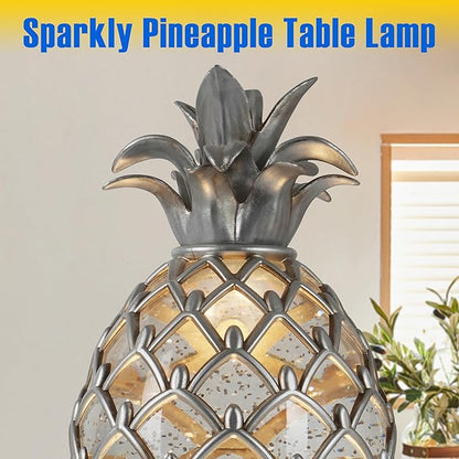 8.3 in Pineapple Table Lamp with Swirling Glitter and 6 Hours Timer, 3 Modes (ON/OFF/TIMER) USB & Battery Operated Cool White LED Night Light, Decorative Lamp for Bedroom, Living Room, Office Gift