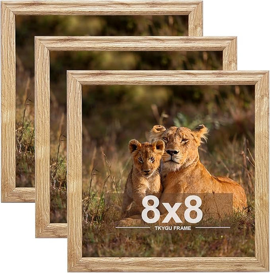 8x8 Picture Frame set of 3, Modern Style Woode Frame 8 x 8 Square Wall Gallery Poster Photo Frame for Wall Hanging or Tabletop, Wall Mounting Horizontally or Vertically,best gift
