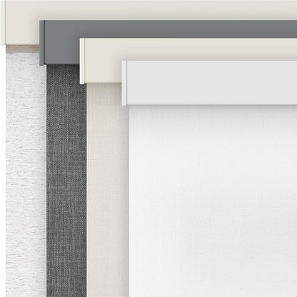 AOSKY Linen Roller Blinds Shades for Indoor Windows Pull Down Cordless Blackout Black Out Window Shade 37 Inch Blinds for Home White