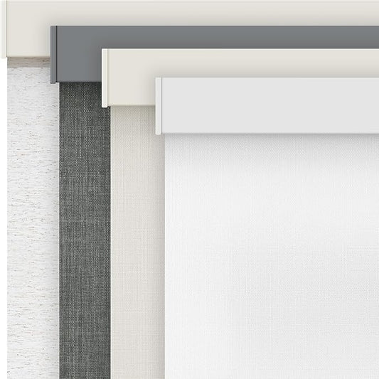 AOSKY Linen Roller Blinds Shades for Indoor Windows Pull Down Cordless Blackout Black Out Window Shade 42 Inch Blinds for Home White