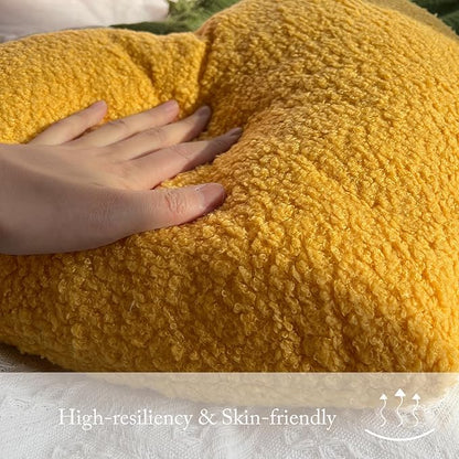 EastTree Heart Pillows, Ginger Heart Shaped Pillows, Love Throw Pillows, Cute Sherpa Heart Decor, Small Fluffy Pillows, Women Girls Living Bedroom Home Decoration 10x13 Inch