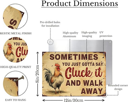 Funny Metal Signs Wall Art Funny Chicken Coop Tin Signs Decor Vintage Rooster Sign Rustic Farmhouse Wall Decor Yard-signs for Home Kitchen Farm Garden 8x12inch