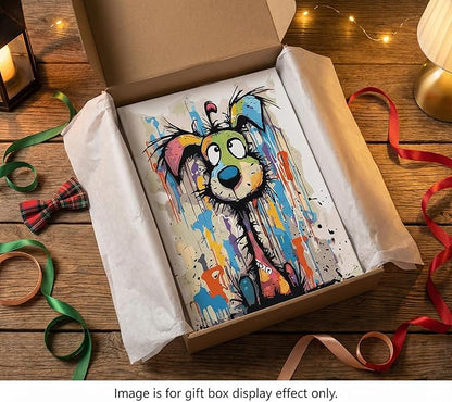 Colorful Graffiti Cartoon Dog Canvas Wall Art Abstract Doodle Animals Wall Decor Picture Vibrant Playful and Fun Cartoon Style Puppy Poster Printing for Living Room Bedroom Artwork Home Decoration