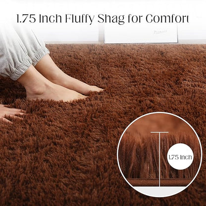 Puremy Luxury 4x6 Area Rug, Ultra Soft Rugs for Living Room, Plush Carpet Rugs for Bedroom, Non-Slip Indoor Rug for Nursery, Study Room, Playroom, Home Decor, Brown