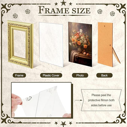 Novabright 8 Pcs Gold Vintage Picture Frames Gallery Wall Frame Set Antique Collage Photo Decor for Wall Mounting or Tabletop Display Multi Sizes for Gallery Living Room(8x10, 5x7, 4x6)