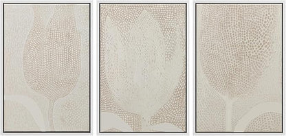 SIGNLEADER Framed Canvas Print Wall Art Set Neutral Beige Tulip Subtle Dot Pattern Illustrations Minimal Decorative Bohemian Nordic for Living Room, Bedroom, Office - 24"x36"x3 WHITE