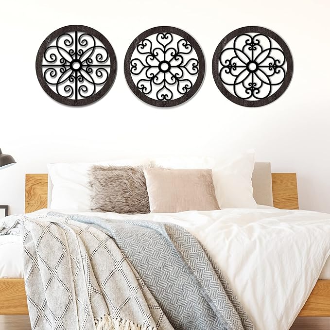 Blulu 3 Pieces Thicken Rustic Wall Decor Farmhouse Wall Art Decor Wood Hanging Decoration for Living Room Bedroom Home Indoor Outdoor Office(Classic Style)