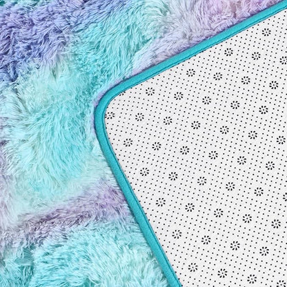 Deerhoo Shag Area Rug, 4 X 6 Tie-Dyed Plush Fuzzy Rugs for Living Room, Ultra Soft Fluffy Furry Rug for Bedroom, Indoor Carpet Nursery Rugs for Kids Room Home Decor, Rainbow