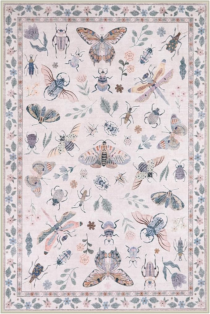 Lahome Insect Washable Rug, 2x3 Kitchen Rugs for Entryway Bathroom, Soft Door Mat Indoor Entrance Ultra-Thin, Small Non-Slip Throw Carpet for Bedroom Entry Vionnet, Pink