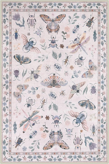 Lahome Insect Washable Rug, 2x3 Kitchen Rugs for Entryway Bathroom, Soft Door Mat Indoor Entrance Ultra-Thin, Small Non-Slip Throw Carpet for Bedroom Entry Vionnet, Pink