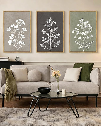 Drsoum Flower Framed Wall Art Vintage Floral Minimalist Wall Hanging Decor Farmhouse Colorful Botanical Prints Artwork for Bedroom Living Room Hallway 24x36in Natural Framed
