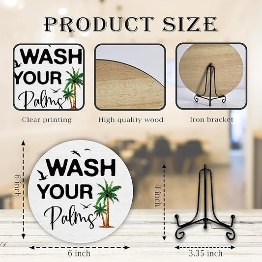 Funny Bathroom Decor, Wash Your Hands Sign, Modern Farmhouse Bathroom Decor, Hand Washing Signs For Home, Restroom Decor Plaque With Stand, Half Bath Decor, Farmhouse Rustic Bathroom Decor-14