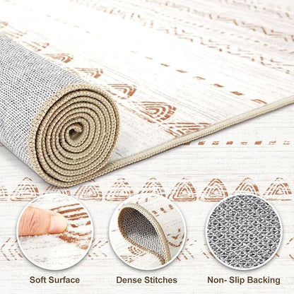 Nakagishi 10x13 Area Rugs Living Room: Washable Boho Large Neutral Soft Farmhouse Rug Stain Resistant Modern Moroccan Non-Slip Indoor Floor Carpet for Bedroom Nursery Kids Playroom Office- Brown