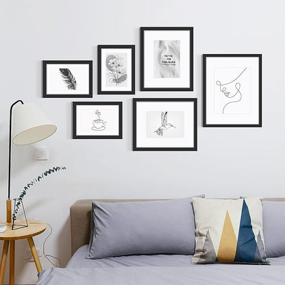 8x10 Picture Frame Sef of 10, Display Pictures 5x7 with Mat or 8 x 10 Without Mat, Photo Frame Collage for Wall Gallery Decor, Hanging or Tabletop Display, Black