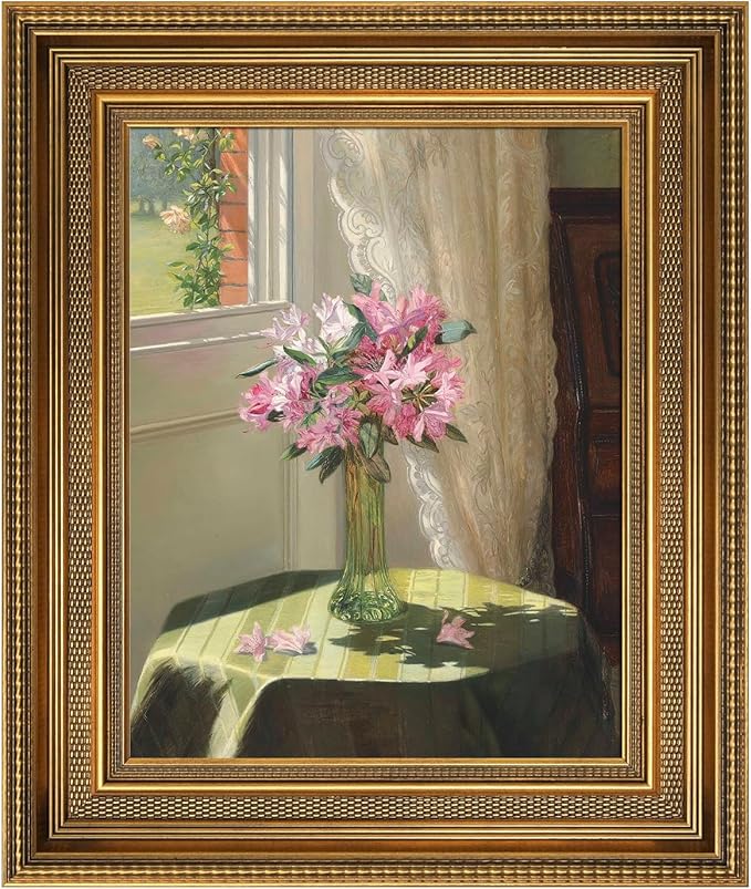 Vintage Canvas Frame for 5x7 Art Prints Oil Paintings, 2.4" Extra Wide Ornate Open Back Wall Picture Frames for Landscape Family Animal Memorial Portraits, No Glass & Backing (Gold)