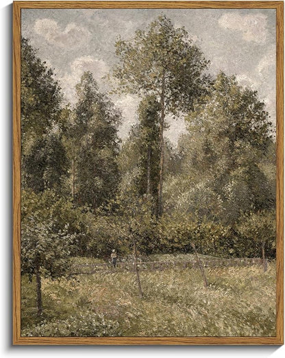 InSimSea Framed Canvas Prints Art Vintage Decor, Farmhouse Wall Art, Poplars Oil Pantings Wall Pictures, Nature Rustic Scenery Landscape for Living Room Bedroom Bathroom, 11"x14"