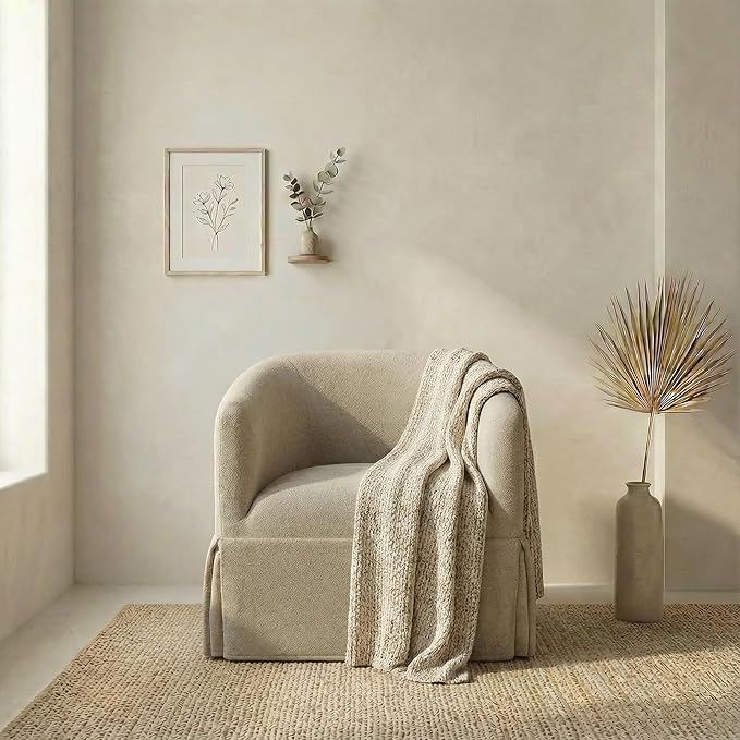 Swivel Accent Chair Set of 2, 360 Degree Performance Fabric Armchair Modern Barrel Chairs Armchair for Living Room Bedroom Home and Office,Taupe