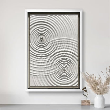 BrightA Modern Wave Texture Wood Wall Art with Silver Metal Sphere, Light Gray 3D Carved Panel for Living Room Bedroom Office Decor 27.5"x39.4"
