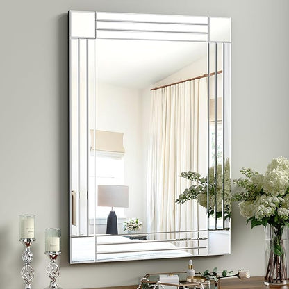 40"x28" Decorative Wall Mirror Gorgeous Silver Mirror for bedrooms, bathrooms, entryways hallways, Living Room and Dining Room Walls