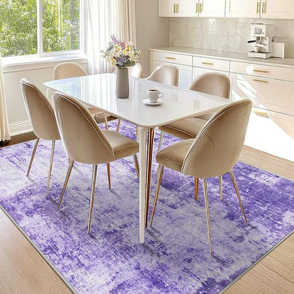 RELEANY Washable Area Rugs 9'x12' Non-Slip Modern Abstract Soft for Living Room Entryway Bedroom Nursery, Print Pattern, Purple Gray Pink White